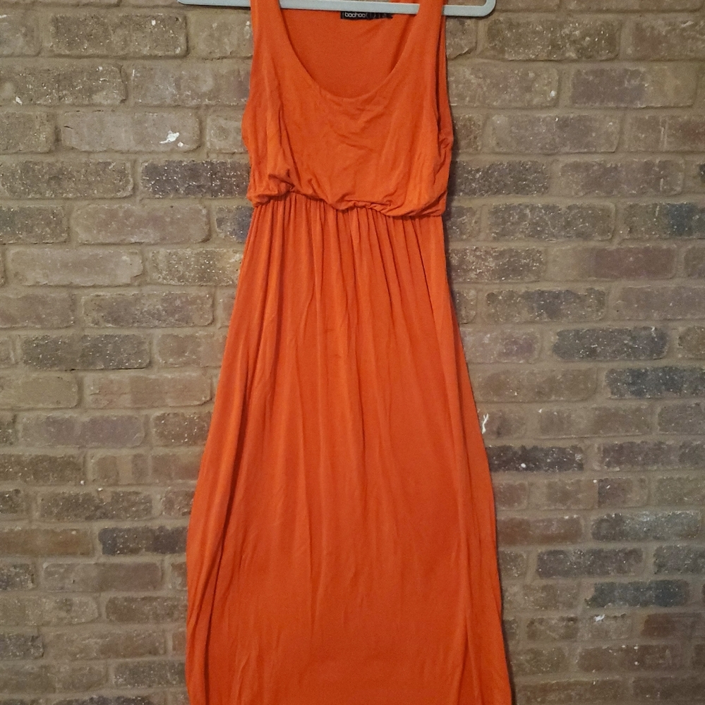 Petite orange maxi dress